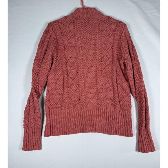 LL Bean Signature Women Cotton Fisherman Cardigan Cotton Sweater Medium 507594 - Picture 2 of 7